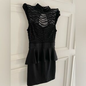 Black Mini Dress with  Mesh & Ruffle Detailing 🖤